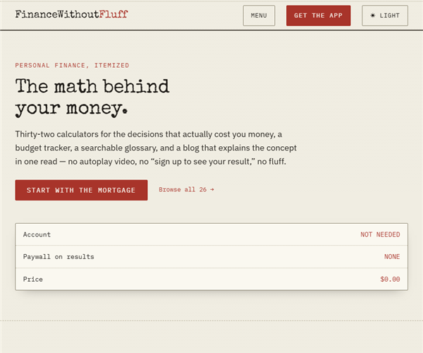 The FinanceWithoutFluff home page